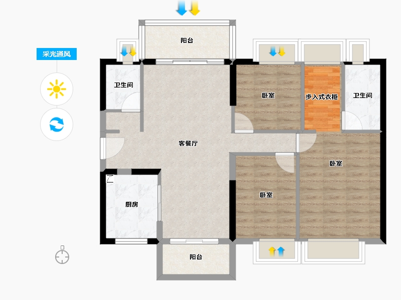 广东省-江门市-时代倾城（江门）-88.28-户型库-采光通风