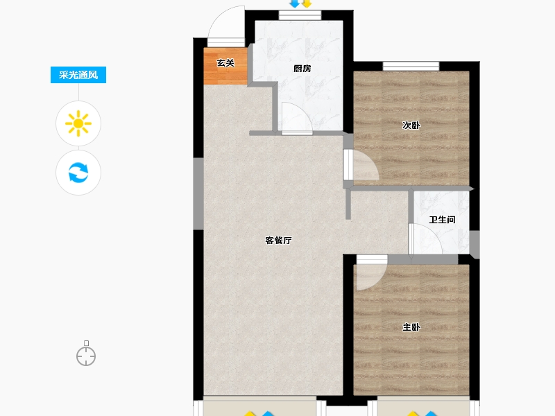 吉林省-长春市-青旅宽城一号-56.82-户型库-采光通风