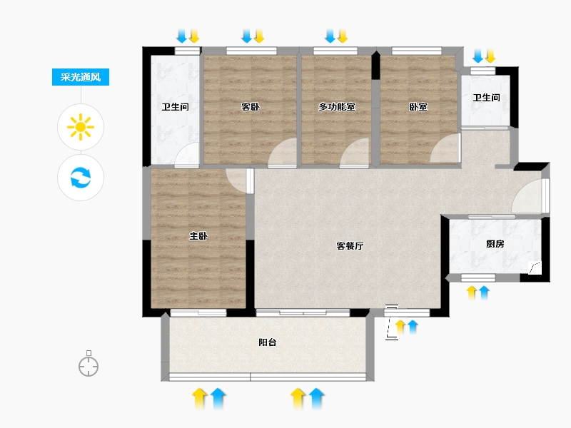 广东省-肇庆市-碧桂园四季阳光-92.95-户型库-采光通风