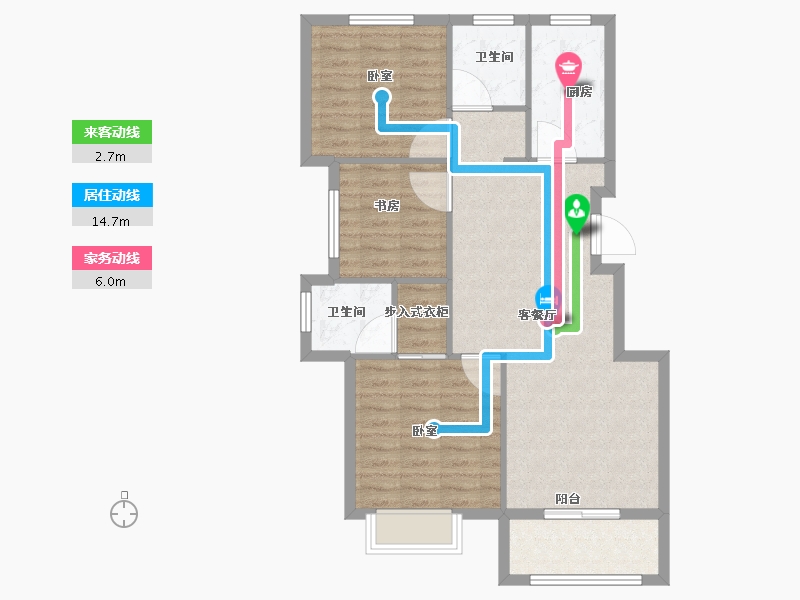 浙江省-宁波市-东隆沁园-84.00-户型库-动静线