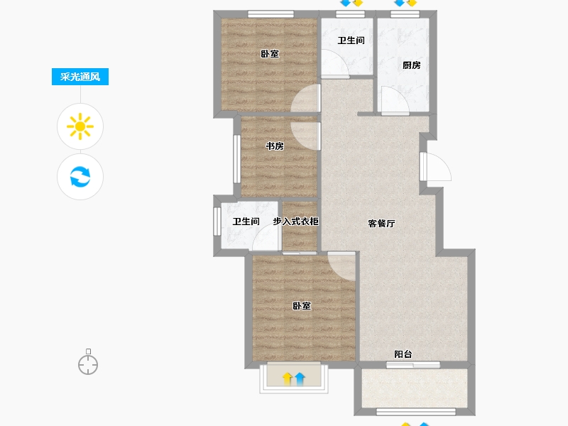 浙江省-宁波市-东隆沁园-84.00-户型库-采光通风