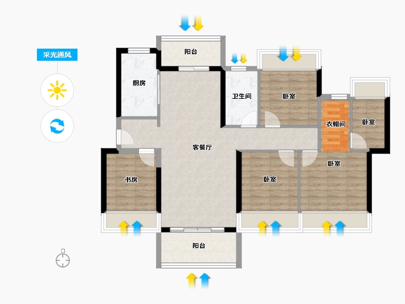 广东省-珠海市-世荣翠湖苑二期-96.92-户型库-采光通风