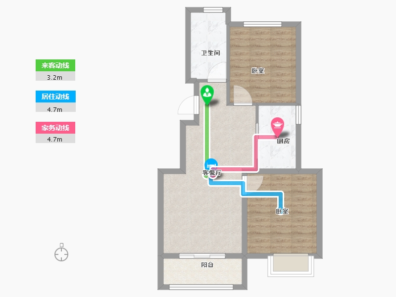 浙江省-宁波市-东隆沁园-64.00-户型库-动静线