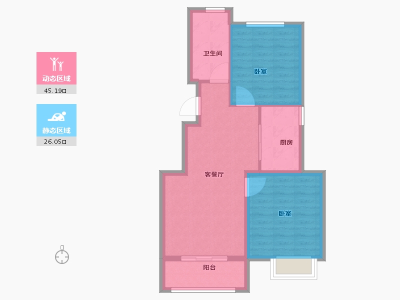 浙江省-宁波市-东隆沁园-64.00-户型库-动静分区