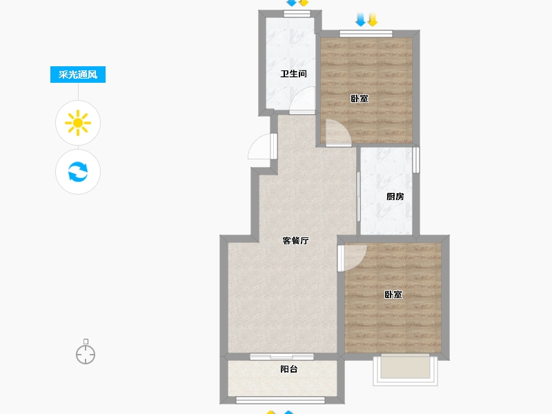 浙江省-宁波市-东隆沁园-64.00-户型库-采光通风