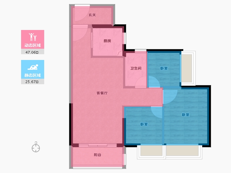 广东省-江门市-时代倾城（江门）-65.00-户型库-动静分区