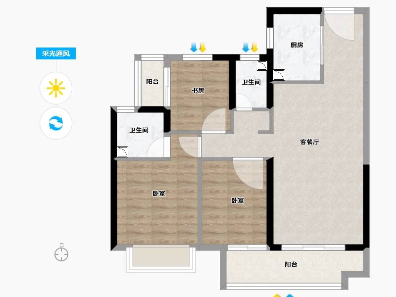 广东省-广州市-融创湖滨首府-74.14-户型库-采光通风