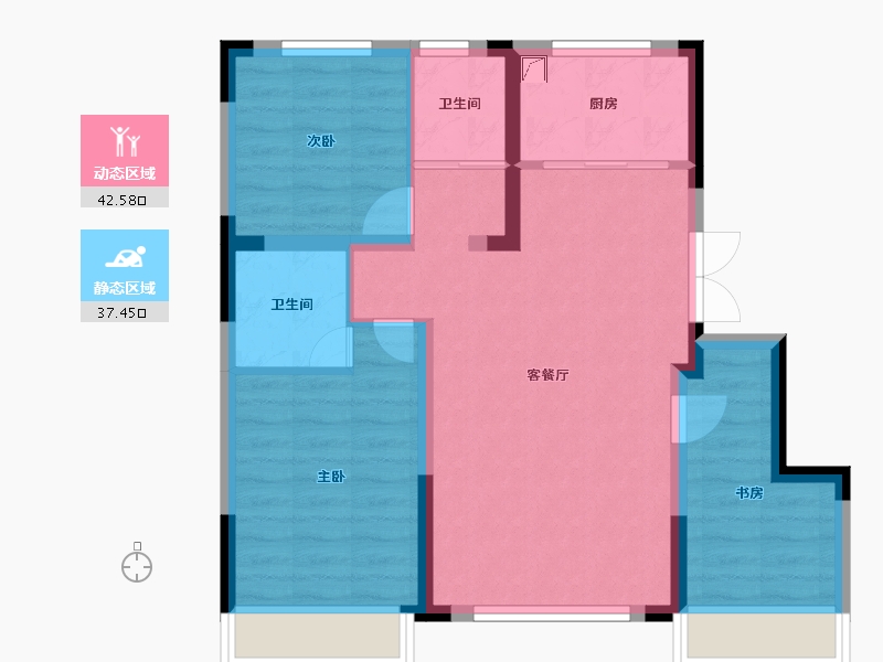 吉林省-长春市-学府桃源里-71.18-户型库-动静分区