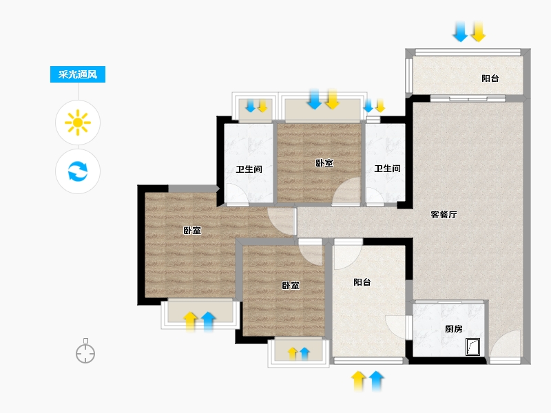 广东省-佛山市-文华郦苑-95.57-户型库-采光通风