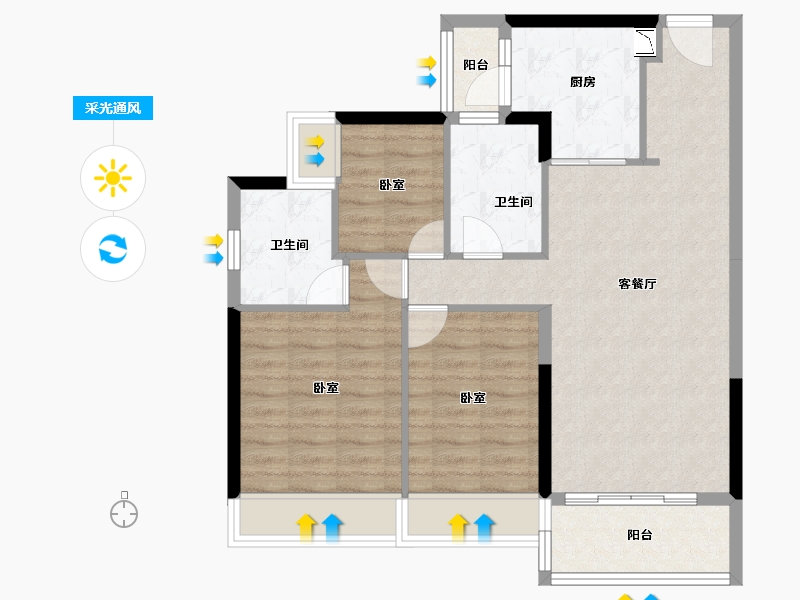 广东省-广州市-富力清远中以科技小镇-81.19-户型库-采光通风