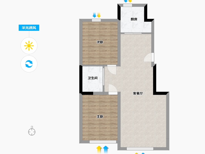 吉林省-长春市-新龙紫云府-69.06-户型库-采光通风