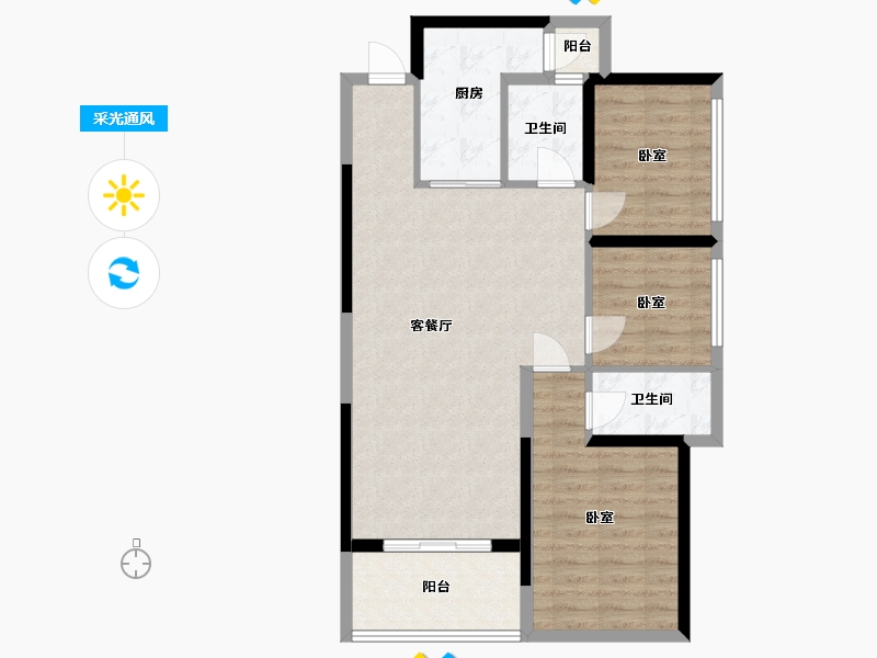 广东省-惠州市-豪利天汇-83.35-户型库-采光通风