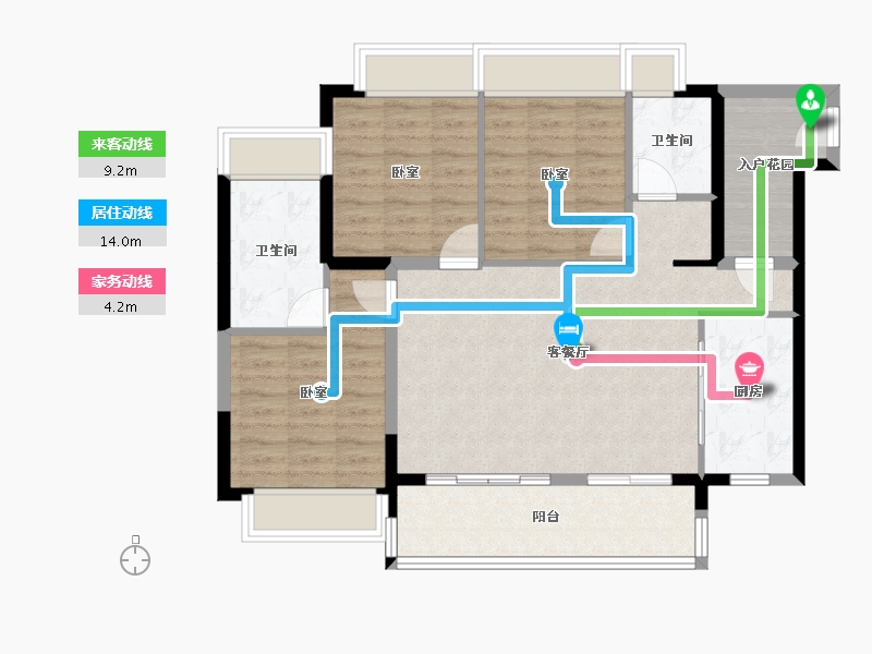 广东省-佛山市-普君新城华府二期-91.33-户型库-动静线