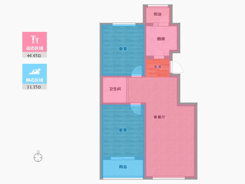 吉林省-长春市-新大赛维利亚小镇-69.16-户型库-动静分区