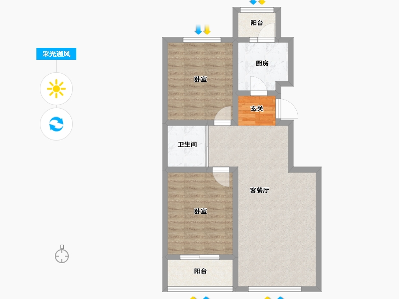 吉林省-长春市-新大赛维利亚小镇-69.16-户型库-采光通风