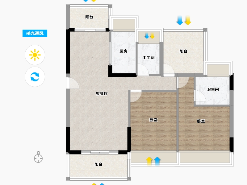 广东省-江门市-东方御璟苑-89.20-户型库-采光通风