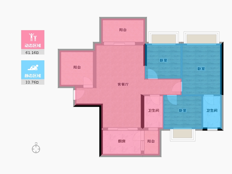 广东省-惠州市-恒海铂钻公馆-84.91-户型库-动静分区