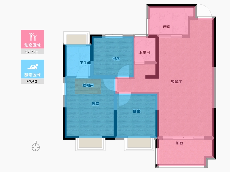 湖南省-郴州市-爱莲瓏熙府-87.62-户型库-动静分区