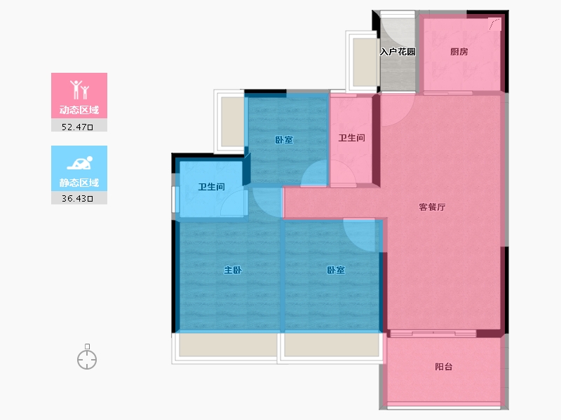 广东省-肇庆市-碧桂园四季阳光-82.84-户型库-动静分区