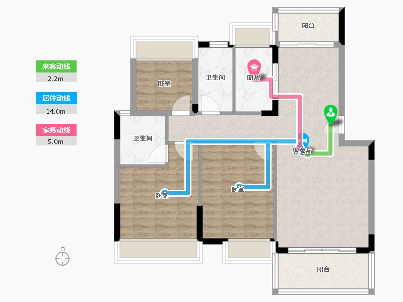 广东省-江门市-东方御璟苑-90.11-户型库-动静线