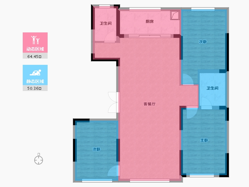 吉林省-长春市-中顺碧水园-103.47-户型库-动静分区