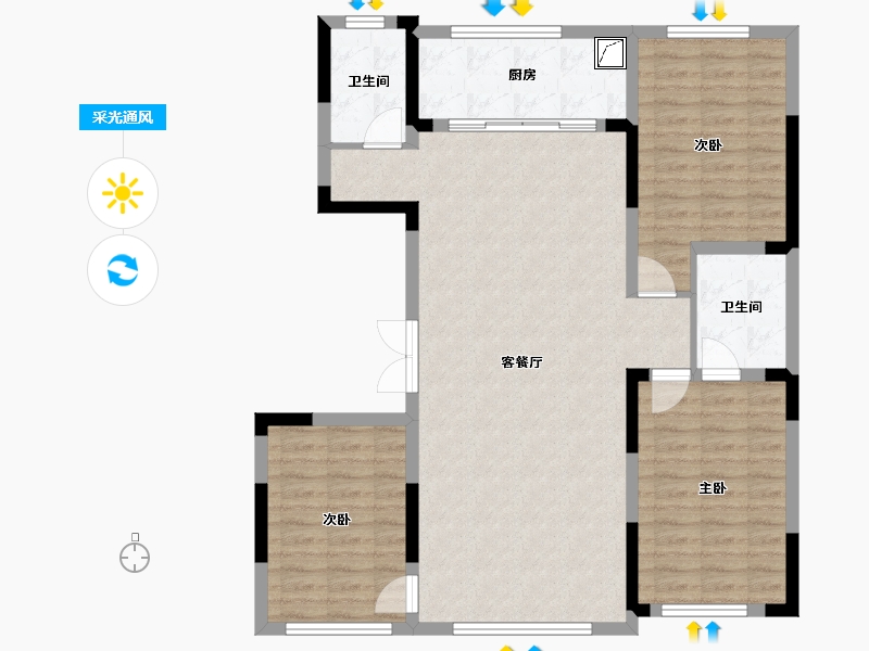 吉林省-长春市-中顺碧水园-103.47-户型库-采光通风