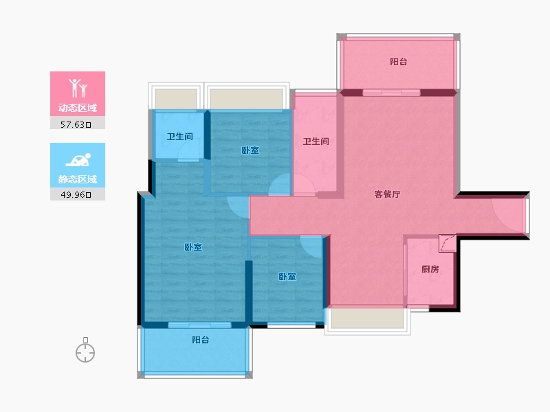 广东省-湛江市-君临蔚蓝海岸-96.30-户型库-动静分区