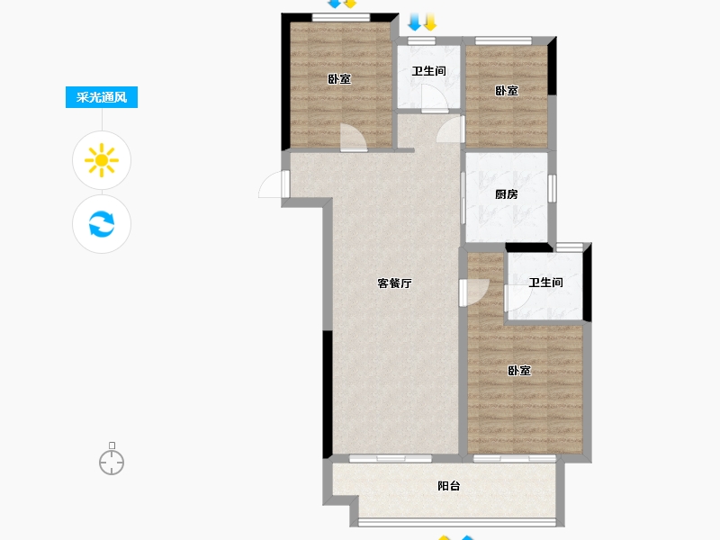 河南省-郑州市-新城·悦隽公馆-92.00-户型库-采光通风