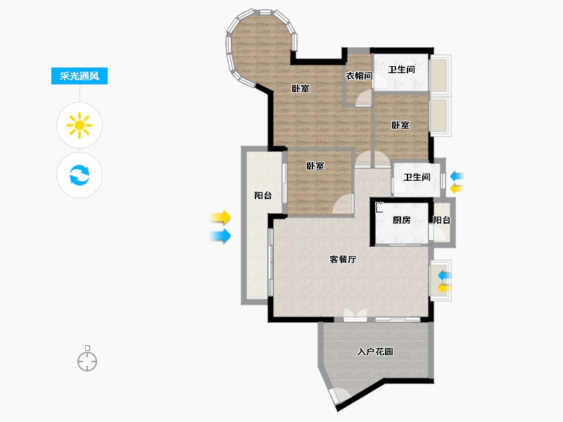 广东省-广州市-粤泰荔湾华府-122.65-户型库-采光通风