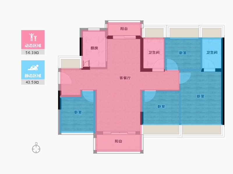 广东省-佛山市-龙光玖悦台-89.29-户型库-动静分区