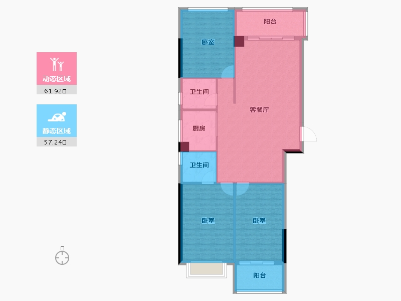 广东省-汕头市-国瑞四季园-109.25-户型库-动静分区