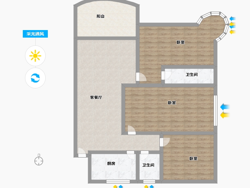 广东省-广州市-粤泰荔湾华府-109.00-户型库-采光通风