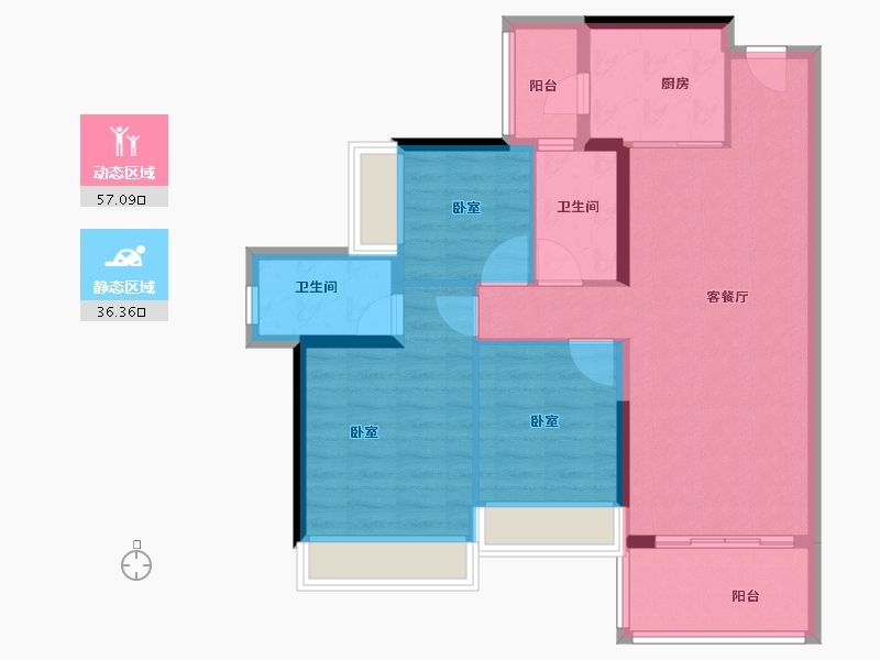 广东省-珠海市-世荣翠湖苑二期-83.57-户型库-动静分区