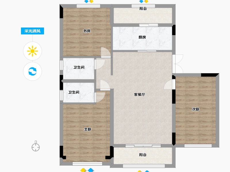 吉林省-长春市-金越逸墅蓝湾-99.00-户型库-采光通风