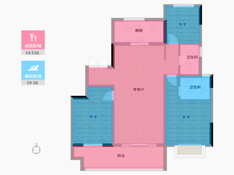 河南省-郑州市-新城·悦隽公馆-88.00-户型库-动静分区