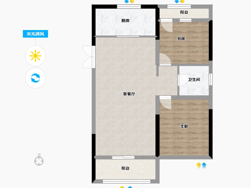 吉林省-长春市-金越逸墅蓝湾-75.49-户型库-采光通风