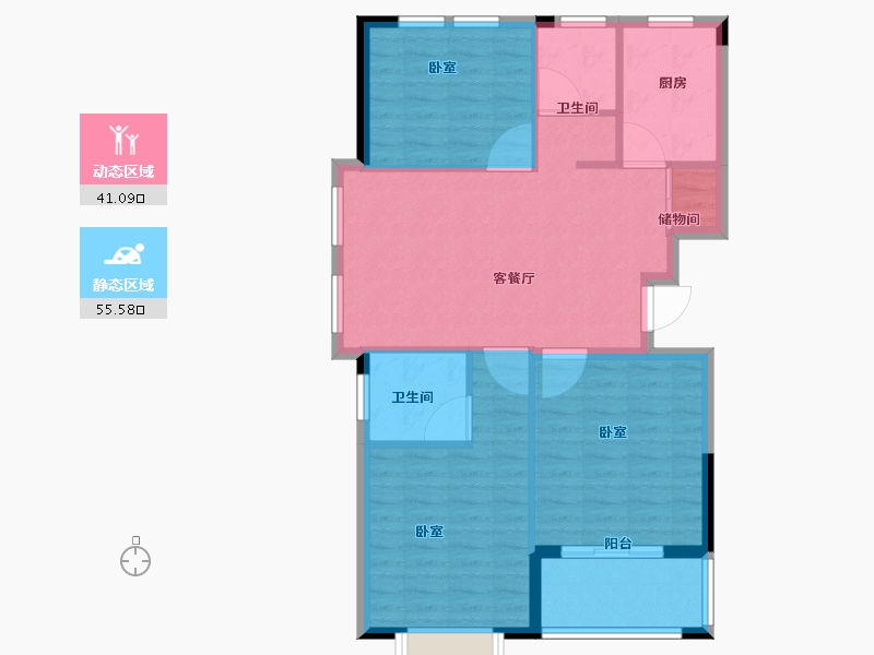 浙江省-宁波市-永泰华苑-88.00-户型库-动静分区