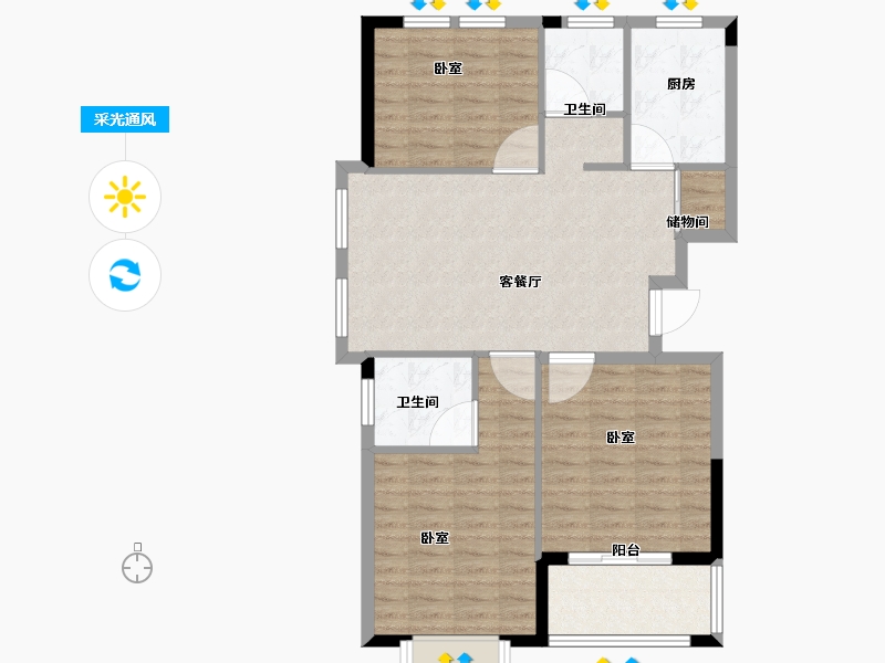 浙江省-宁波市-永泰华苑-88.00-户型库-采光通风