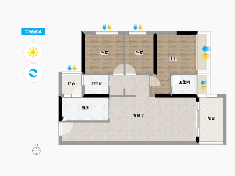 广东省-肇庆市-碧桂园四季阳光-78.01-户型库-采光通风