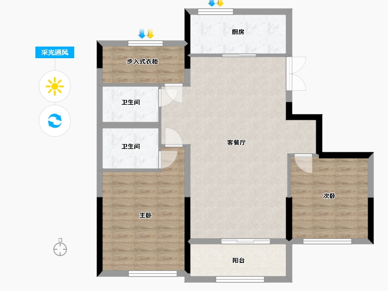 吉林省-长春市-金越逸墅蓝湾-94.01-户型库-采光通风