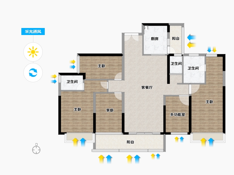 广东省-肇庆市-碧桂园合景美的阅江府-155.52-户型库-采光通风