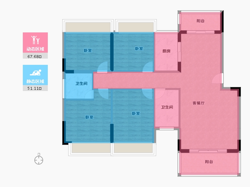 广东省-江门市-东方御璟苑-107.42-户型库-动静分区