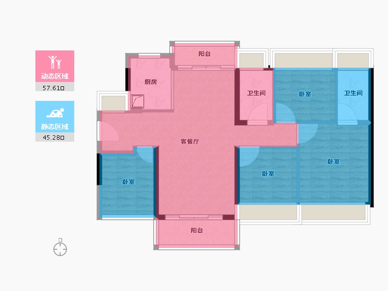 广东省-佛山市-龙光玖悦台-92.03-户型库-动静分区