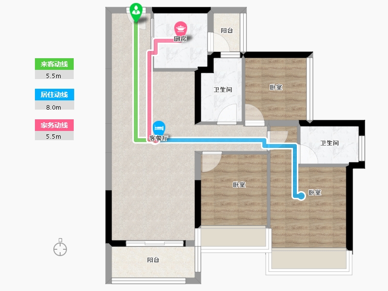 广东省-佛山市-龙光天瀛-75.28-户型库-动静线