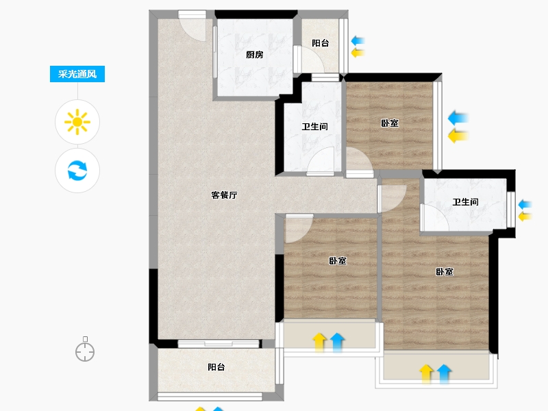 广东省-佛山市-龙光天瀛-75.28-户型库-采光通风