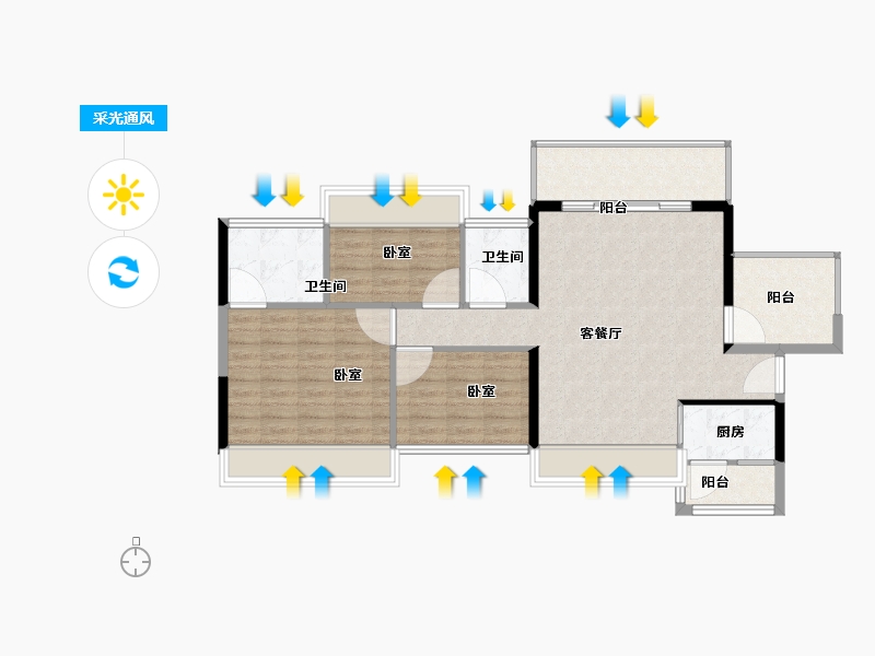 广东省-湛江市-龙溪豪庭-92.82-户型库-采光通风