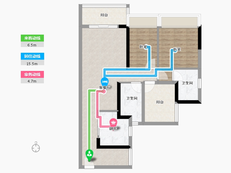 广东省-佛山市-普君新城华府二期-76.34-户型库-动静线