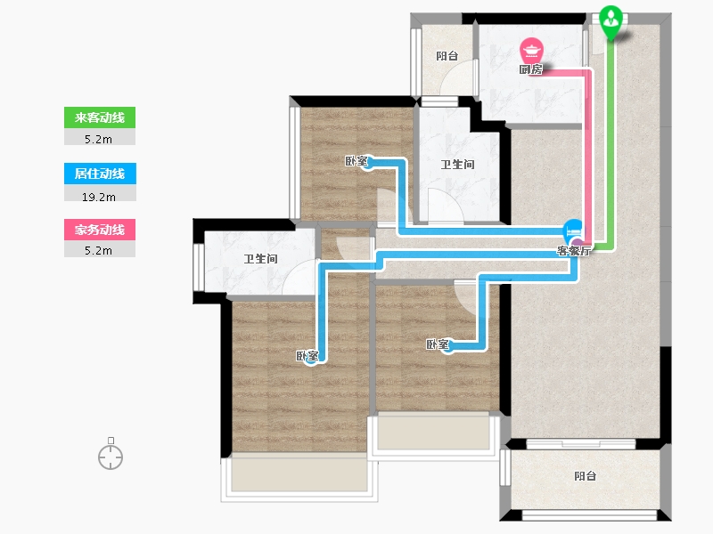 广东省-佛山市-龙光天瀛-74.44-户型库-动静线