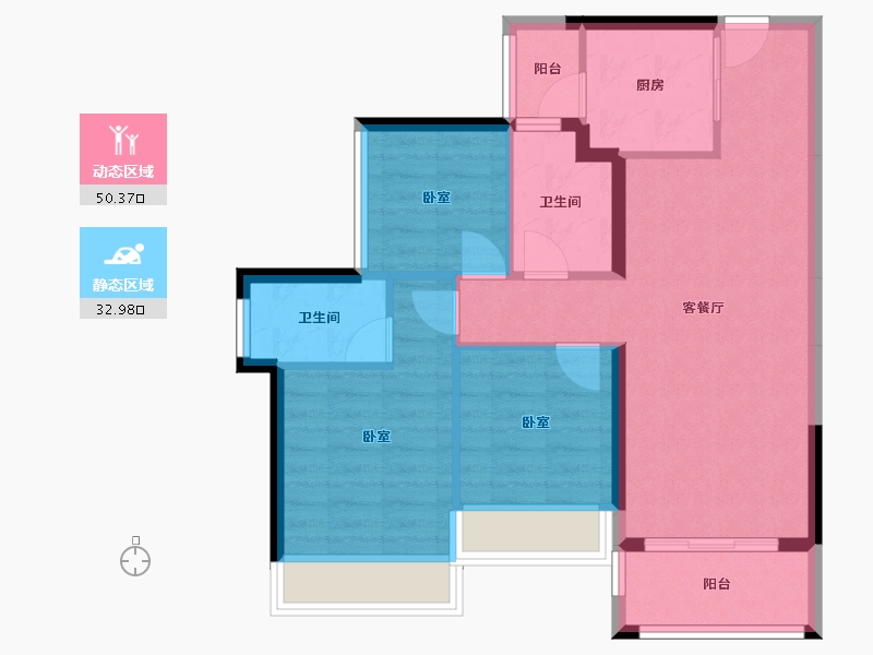 广东省-佛山市-龙光天瀛-74.44-户型库-动静分区