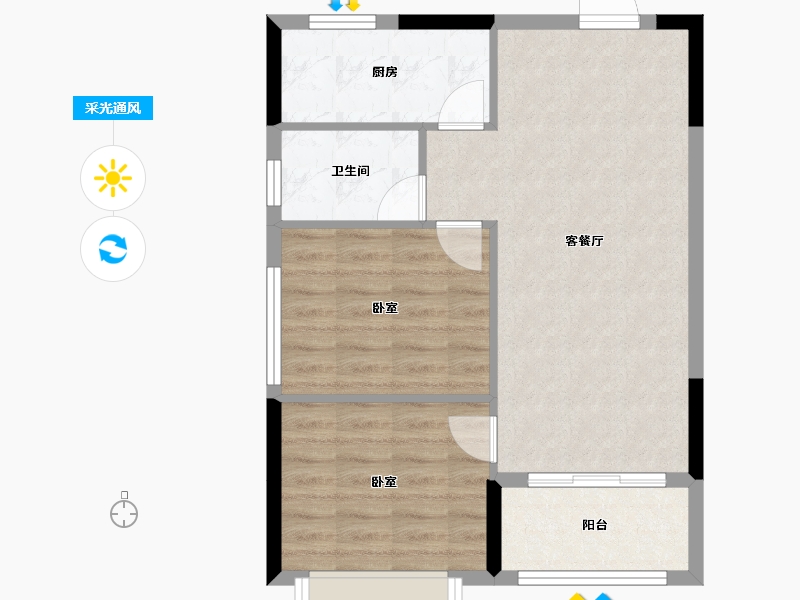 广东省-汕头市-国瑞四季园-63.88-户型库-采光通风